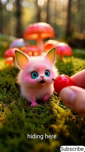 Cute Pink Puffling Living in a Mushroom Cave #cute #animals #zoological #natureanimal #shorts