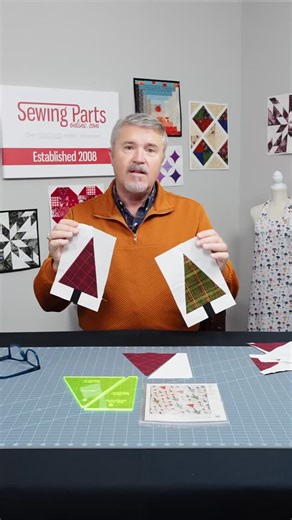 Sewing Parts Online on Instagram: "Ready to make something festive and fun? 🌲 Join Bob as he shows how to create adorable mini tree quilt blocks using the Suzn Quilts Mini Trees Template. This quick and easy project is perfect for beginners or anyone looking to add a touch of holiday charm to their quilting. Learn how to cut, piece, and assemble these trees step by step—you’ll love how simple and satisfying it is! 🛒 Grab your Suzn Quilts Mini Trees Template here: https://www.sewingpartsonline.