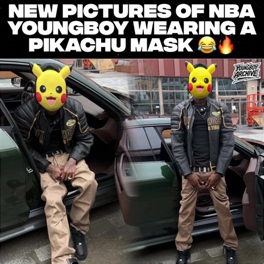 New pictures of NBA YoungBoy wearing a Pikachu mask 😂🔥!