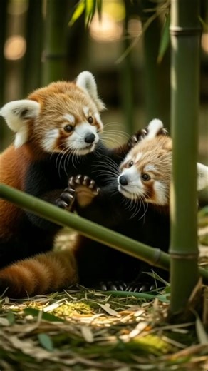 Cutest Moment Ever: Baby Red Pandas Playing Together🐼 #shorts #cute #nature #panda #relaxing