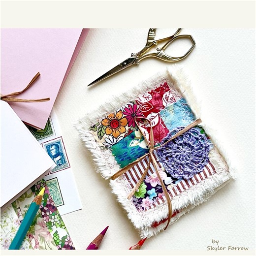 Fabric Art Collage Clusters: Journaling Ephemera Patches, Mixed Media (5 Pieces) Snippet Clusters - Etsy
