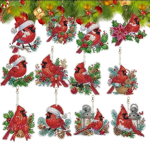 Christmas Cardinal Ornament Kit – Single Sided DIY 5D Diamond Painting With Tools & Rhinestones Included - Etsy