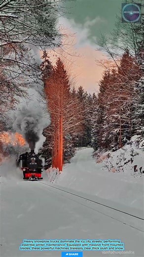 Efficient & Clever: Genius Steam Engine Snow Plow Clearing Deep Snow Tracks in Winter Landscapes