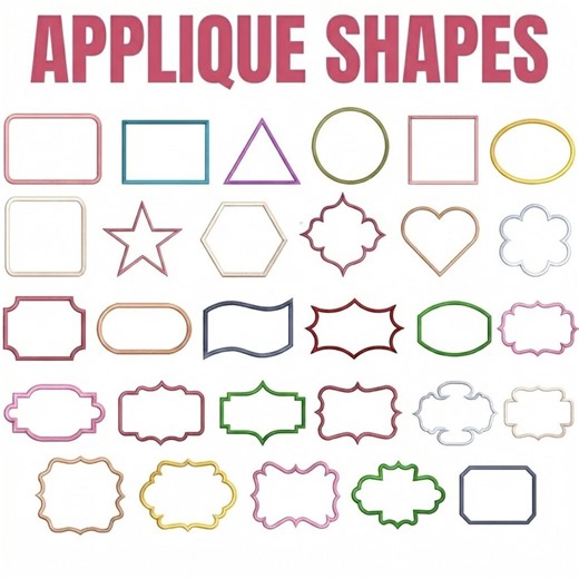 Shapes Applique Embroidery Design, Geometric Digital File, Heart Star Circle Applique Pattern, Instant Download - Etsy