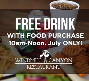 Drop by Windmill Canyon at the Marine Memorial Golf Course for a free drink with any food purchase for the month of July! Offer is good 10am to noon. Carry out and Curbside options are also available! Check out the menu at http://ms.spr.ly/6189TW1Z1 | MCCS Camp Pendleton