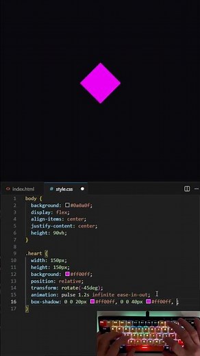 Neon Pulsing Heart #asmr #coding #programming #keyboard #relaxation #webdesign #asmrprogramming