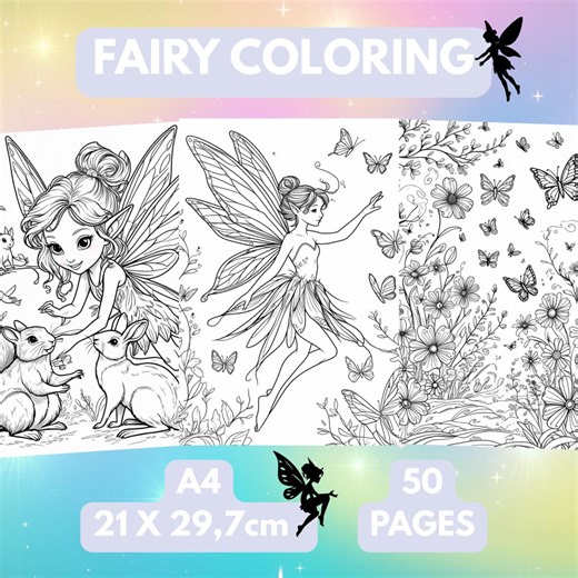 50 Fairy Coloring Pages for Adult and Teenager to Print PDF | Printable Handicraft - Etsy