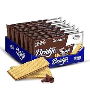 Colombina Chocolate Wafer Bridge Packs - Delicious Chocolate Flavor Cream Wafers Snack with Plant-Based Colors -16 Individual Packs for On-the-Go Snacking (1 pack)
