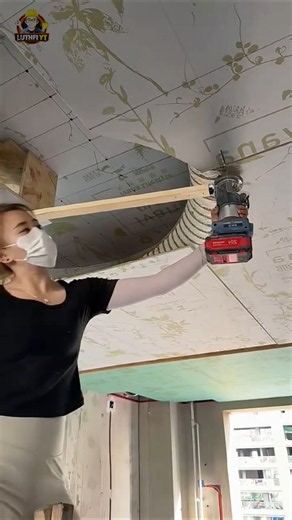 HVAC Duct Installation & Ceiling Panel Cutting | Professional Construction Work