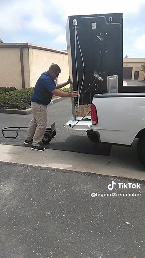 how to properly load, and unload a fridge by yourself in the back of your truck