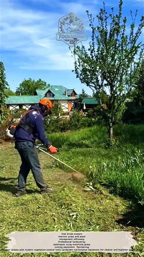 Grass and Weed Cutting Process Using a Brush Cutter for Professional Landscape Maintenance