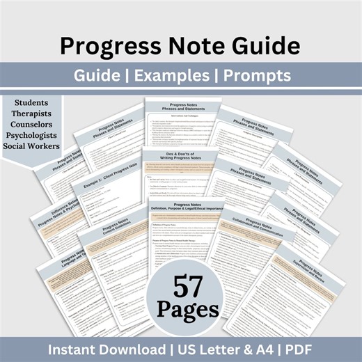 Mental Health Progress Note Guide: Prompts & Examples (digital Download) - Etsy