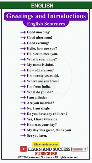 20 Essential English Sentences for Beginners | Greetings & Introductions
