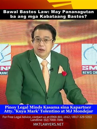Bawal Bastos Law: May Pananagutan ba ang mga Kabataang Bastos? Pinoy Legal Minds Kasama sina Kapartner Atty. 'Kuya Mark' Tolentino at MJ Mondejar | Sept 6, 2025 🌐 Visit us at: www.mktlawyers.net 📞 For Free Legal Advice, contact us at: 📱 0968-881-1912 / 0917-329-5353 ☎️ Landline: (02) 7000-7846 #PinoyLegalMinds #KuyaMarkTolentino | Atty. Mark Tolentino