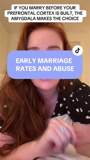 Your prefrontal cortex doesn’t finish maturing until your mid-twenties. At 19, the part of your brain that handles judgment, impulse control, and long-term risk is still under construction, so you’re leaning on your amygdala which is the the emotional center. The institutions that pressure girls into early marriage will turn around and shame them when it falls apart. I know because I lived it. The most dangerous stretch is the gap between when a marriage ends and when court-ordered support actua
