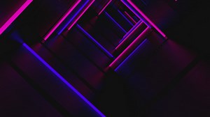 Tunnel with blue and pink neon light frames - Free Stock Video