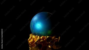 Planet earth and gold coin, concept of world global business market, worldwide, 3D rendering.