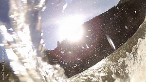 Splashing the river waves. Captured from the river surface.