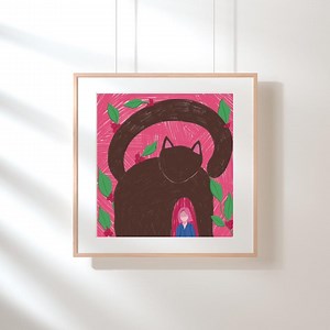 Schwarze Katze Print: Buntes Katzen Poster (Digitaler Download) - Etsy.de