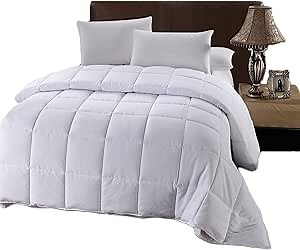 Royal Hotel Bedding White Down Alternative King Comforter with Corner Tabs - Hypoallergenic All-Season Plush Hotel Style Comforter, Duvet Insert Oversized King 110x98