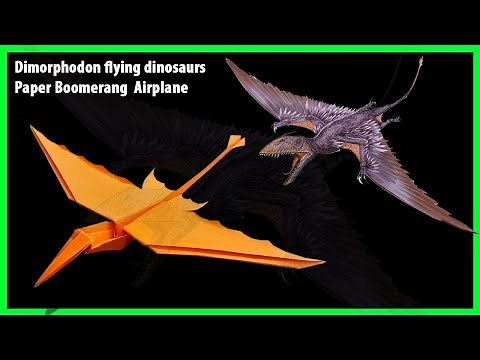 How to make dimorphodon flying dinosaurs paper boomerang airplane | Cách gấp máy bay đuôi rời