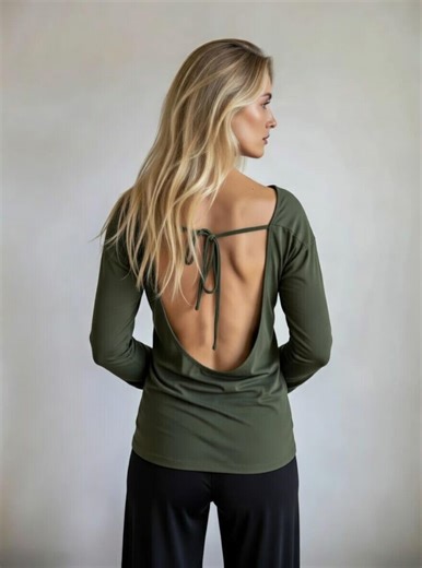 Backless Long Sleeve Bamboo Top | Open Back Boho Festival Clothing - Etsy