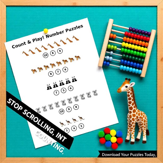 Number Puzzle Printable | Count & Play Math Game (PDF Download) - Etsy