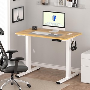 FLEXISPOT Adjustable Standing Desk 40"x24", One-Piece Desktop Electric Sit Stand Desk with 176lbs Load, 4 Memory Heights & 2 Hooks for Home Office, Maple