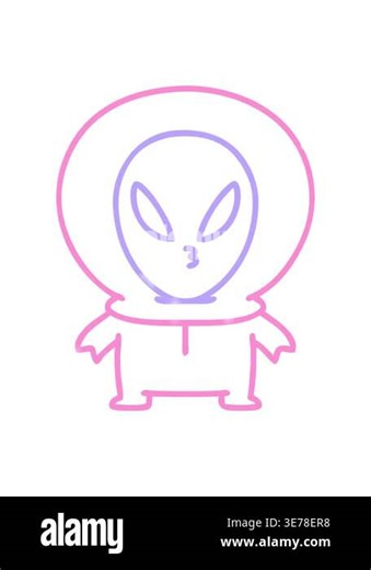glitter effect animation of line doodle of a small alien looking thoughtful icon Stock Video Footage - Alamy