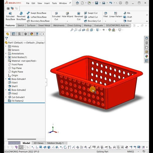 Effortless Cad on Instagram: "Designed this part in SolidWorks — Check out this part. Key steps involved: 🔹 Creating accurate sketches & features 🔹 Using Sketch Extrude boss base, Fillet, Shell & Extrude cut 🔹 Finalizing the full 3D model. This practice helps improve precision, understanding of design intent, and overall modelling workflow. Always learning, always improving. 🚀 Loving the process! 😄🔥 #SolidWorks #CADDesign #MechanicalDesign #2Dto3D #EnineeringDesign #DesignEngineer #3DModel