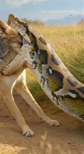 Jackal vs Giant Python: Who Wins the Cave Ambush?#WildlifeShorts #JackalVsPython #wildlife