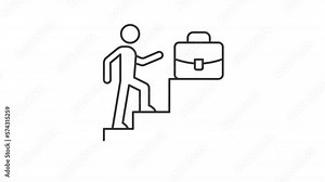 Animated promotion linear icon. Career growth. Rise employee. Higher job position. Seamless loop HD video with alpha channel on transparent background. Outline motion graphic animation