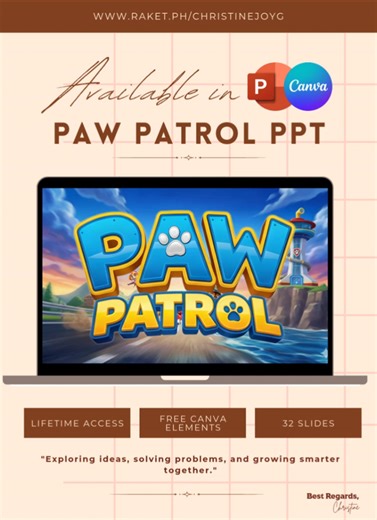 PAW PATROL PowerPoint Presentation Template 🐶🚓🚒 Perfect for demo teaching & classroom use 👩‍🏫📚 ✨ Kid-friendly & colorful ✨ Ready-to-use slides ✨ Buyer can choose the bundle: 3 | 5 | 7 | 10 slides ✨ Digital product – easy to edit Perfect for preschool & kinder teachers 💛 📩 DM me for more info & samples! #pawpatrol #powerpoint #powerpointpresentation #canva #demoteaching @Teacher Jee • Canva II 🎀
