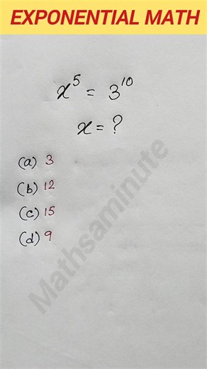 Exponential math / exponents math #exponentialequation #algebra #mathsaminute #maths #exponents