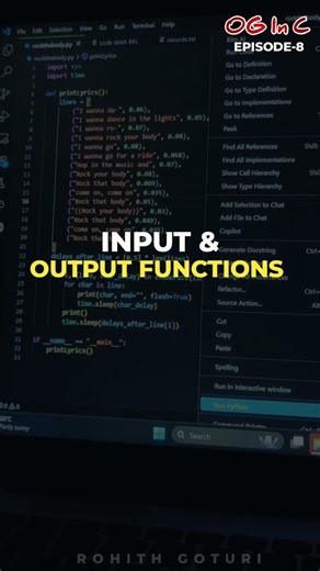 Rohith Goturi on Instagram: "OG IN C Series Ep-8 🚀 printf() = computer nundi output… scanf() = computer ki input! Manam data istam, computer result istundi — simple Telugu examples tho super clear ga explain chesa 😎🔥 Coding ni OG style lo easy cheddam ✨ FOLLOW FOR EPISODE - 9 #reels #clanguage #coding #programming #developer #trending #btech #engineering #CSeries #CProgramming #CodingInTelugu #ogdevelopers #ROHITHGOTURI"