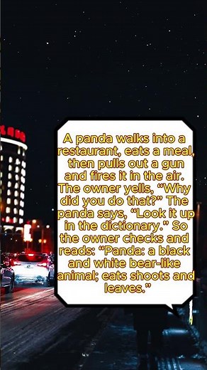 Funny Panda Joke: Eats Shoots and Leaves! 🐼 #comedy #funny #jokes #laughfest #funnyvideos