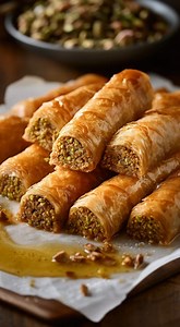 Saragli (Rolled Baklava) This elegant variation of classic baklava features spiced nuts tightly rolled into multiple layers of buttered phyllo dough. Baked until golden, the rolls are immediately soaked in a fragrant, cold citrus syrup, creating a perfect contrast of crisp, flaky pastry and a sweet, nutty filling. Yields: One 9x13 inch pan (approx. 20-25 pieces) Components & Ingredients Part 1: Nut Filling 300g (about 3 cups) walnuts, very finely chopped 75g (⅓ cup) granulated sugar 1 ½ tsp grou