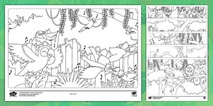 Jungle Scene Colouring Pages