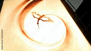 Drawing with sand. Drawing sand on a screen. Sand Artist. Hands draws. Animation
