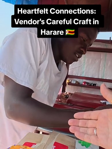 Vendor's Careful Craft: Heartfelt Connections in Harare