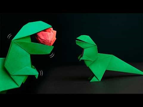 How to Make a Paper Dinosaur that Moves Its Mouth | Easy Origami Tutorial