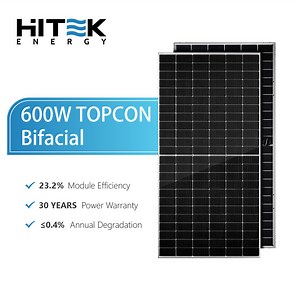 [Hot Item] Productos de Nueva Tecnología Hitek Nuevo Tipo 590W 600W Gran Panel Solar con Estructura de Montaje en Techo de Aluminio y en Suelo