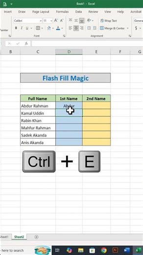 Flash Fill Magic #excel #exceltips #exceltricks #banglatutorial #minhaj #msword