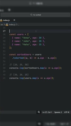 toSorted() в JavaScript — безопасная альтернатива sort | ES2023 #javascript #js