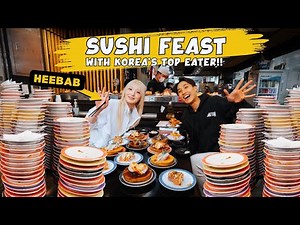 200 Plates of Sushi Challenge ft ‪@heebab‬ in Seoul! | BEST Conveyor Belt Sushi Restaurant in Korea!
