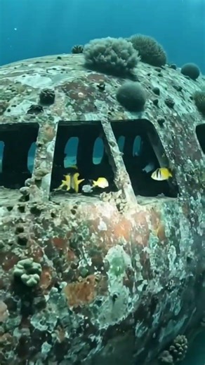 Diver Finds Sunken Plane Underwater 😱✈️ #reels #gopro #divng