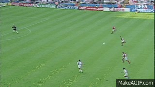 Davor Šuker's chip at EURO 96: Croatia v Denmark on Make a GIF