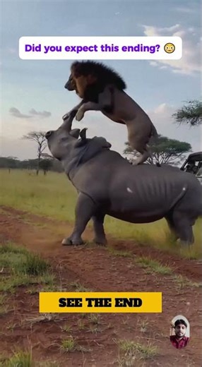 Lion vs Rhino – The Ultimate Wild Battle! 😱🦁🦏 #animals #funny #wildliferescue #wildlife #animalfight