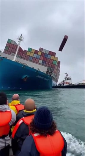 This giant cargo ship looks like a floating city.Getting this close can be extremely dangerous