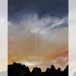 Midwest Sunset Art Print | Hand-drawn Landscape (digital Download) - Etsy